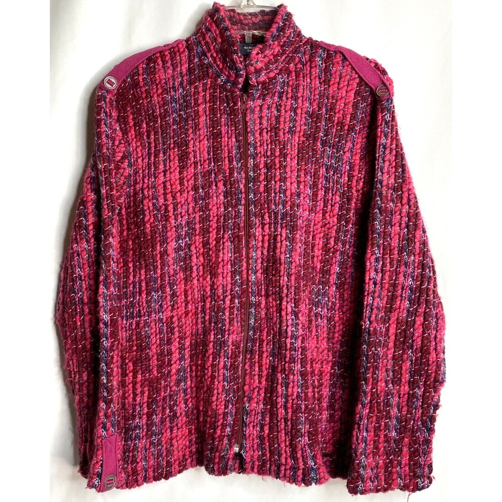Genoa Sweaters Argentina Pink Wool Blend Full Zip Jacket XL Beautiful